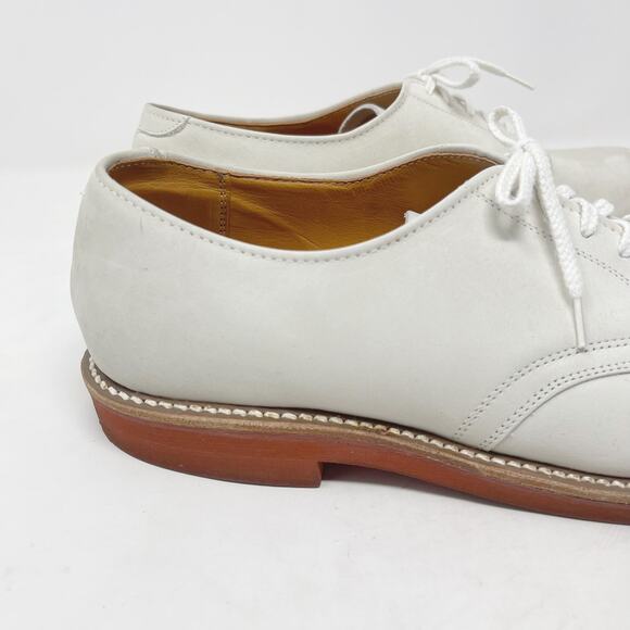 Mark Shale Mens Size 9.5 White Leather Oxford Dress Shoes Lace Up Almond Toe - Picture 3 of 14